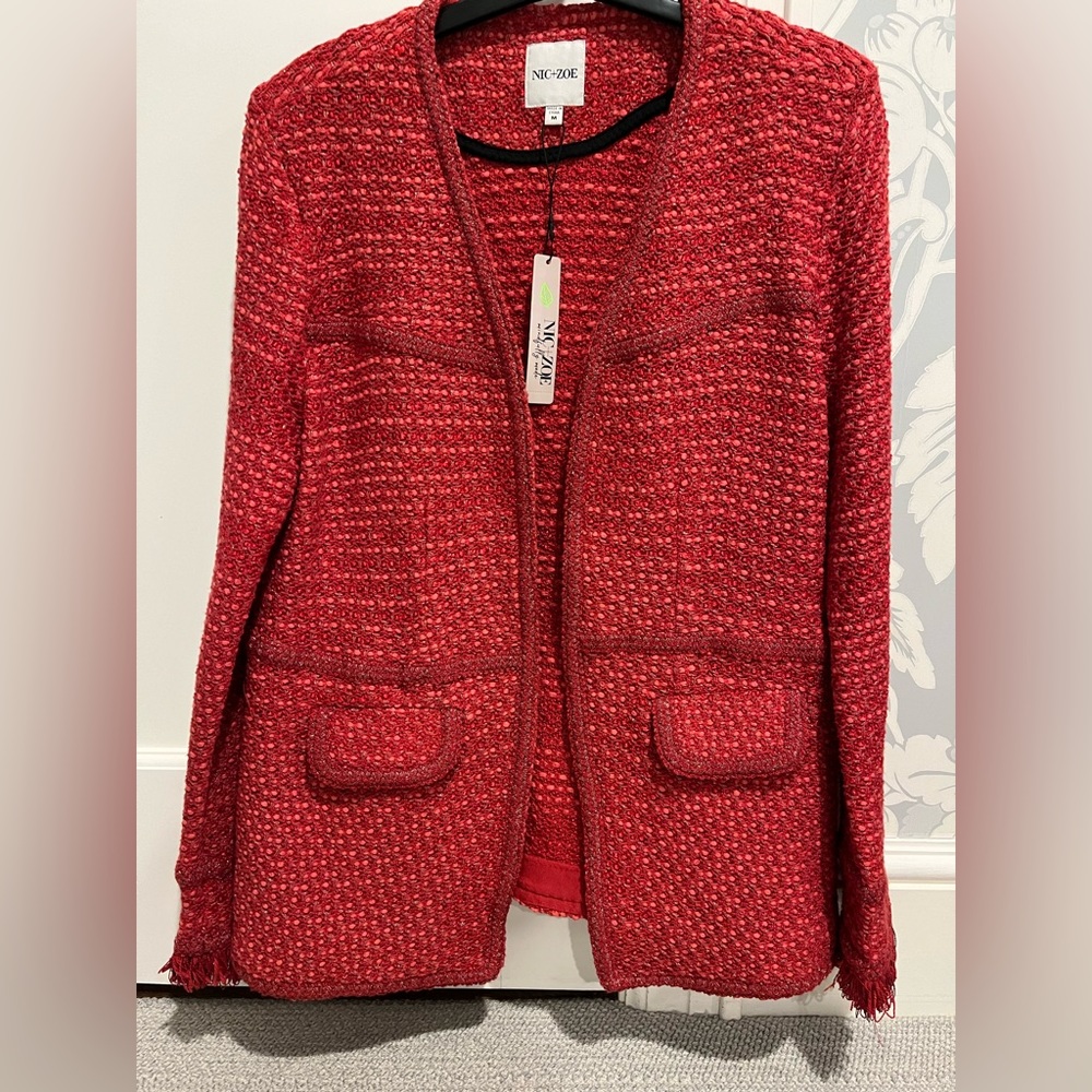 NWT Nic+Zoe red knit blazer size M